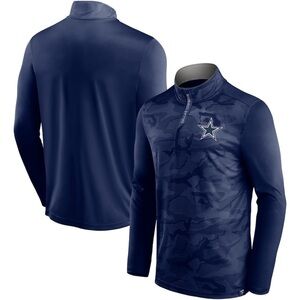 Men's Fanatics Navy Dallas Cowboys Camo Jacquard Quarter-Zip Jacket